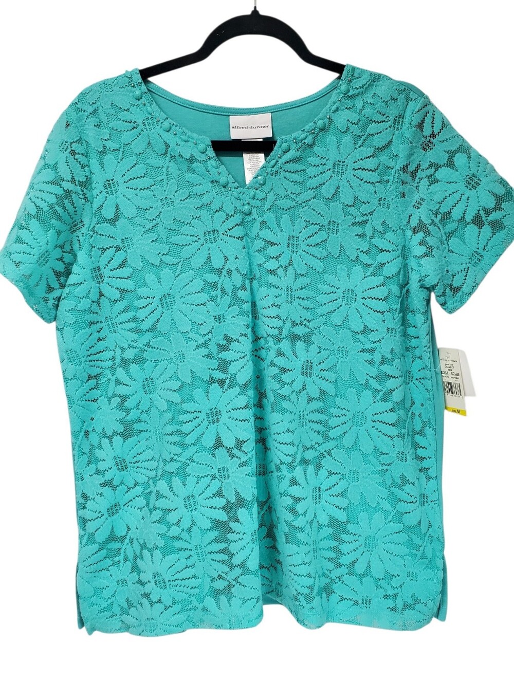 Alfred Dunner Daisy Lace Blouse 309 Spring Mint Cottagecore Business Casual M